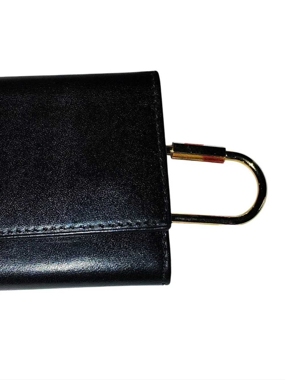 Vintage Bosca Black Leather 6 Key Card Wallet Case with Gold Hardware USA    55